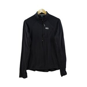 REI Co-op Mens LBlack Quarter Zip Pullover Long Sleeve Athletic Shirt Hiking